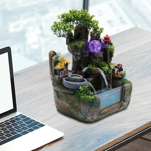 110V 3.5W LED Desktop Fountain Waterfall Bonsai Tabletop Decor