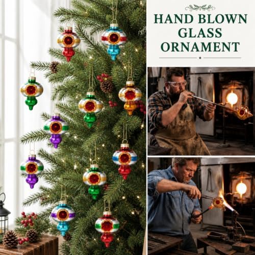 12 Pcs Vintage Glass Christmas Ornament Reflector Decor, Plain