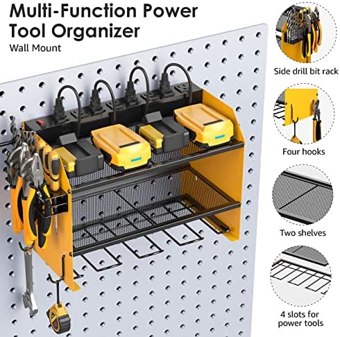 CCCEI Wall Mount Modular Tool Charging Organizer, Yellow, 2 Pack, 3 Tier.