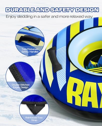 48'' Heavy Duty Snow Tube with Canvas Cover, Snow Sled for Kids & Adults