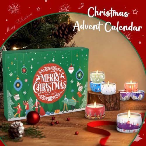24 Pcs Christmas Advent Calendar Scented Candles, Christmas Cal Gift Set