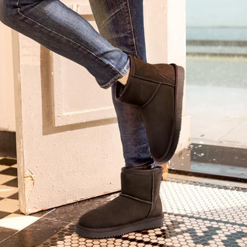 DREAM PAIRS Women's Genuine Suede Winter Mini Snow Boots