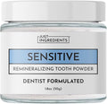 JUST INGREDIENTS Remineralizing Tooth Powder Sensitive - No Fluoride - 1 oz | Calcium Carbonate, Bentonite Clay, Baking Soda, Enamel Support, Plaque Polishing, Vegan Non GMO, SLS Free, Adult Use