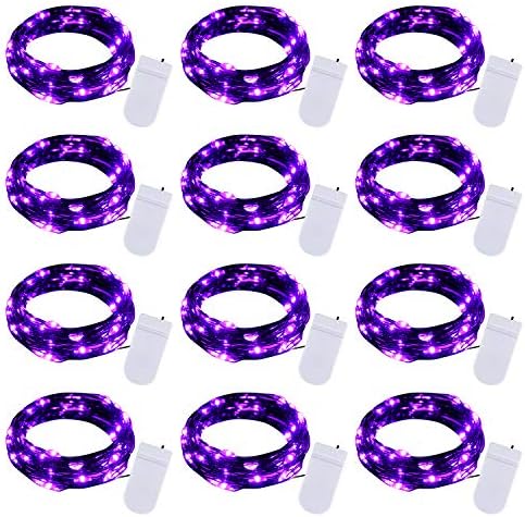 Brightown 12 Pack Purple Fairy Lights Battery Operated for Halloween Decor