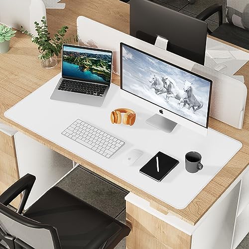 AFIING Cork Desk Mat 47" x 23.6", Dual-Sided Natural Cork & PU Leather Desk Pad, Non-Slip Waterproof Large Mouse Pad for Office, Home & Gaming (White)