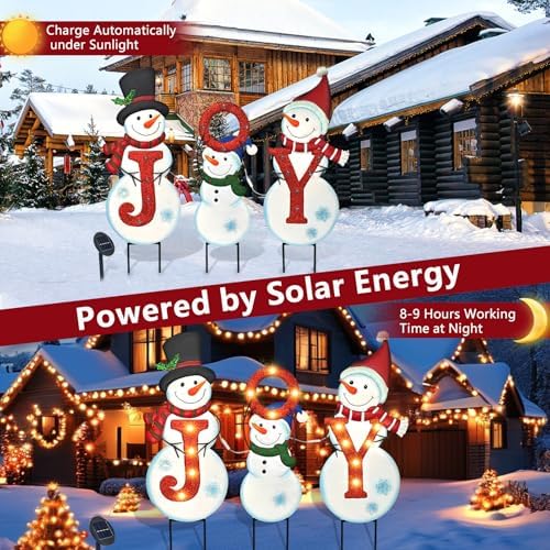 BRIGHTDECK 3 Pack Christmas Snowman Yard Signs Outdoor Decorations