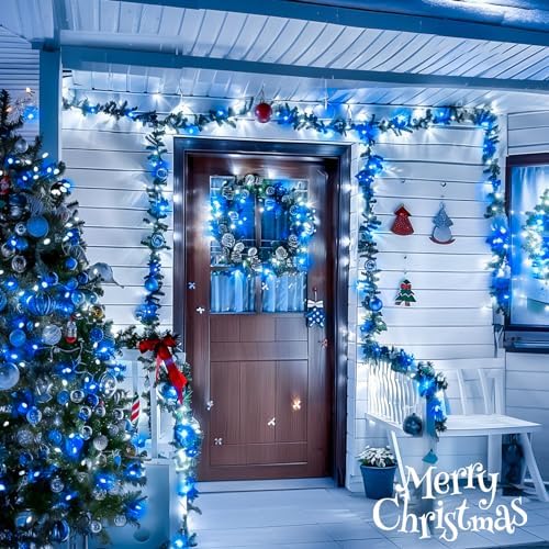 JMEXSUSS 600 LED Blue and White Christmas Lights Outdoor with Remote