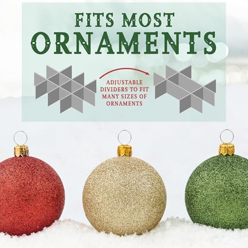 HOLDN’ STORAGE Christmas Ornament Storage Box with Dividers, Stores Ornaments up to 96 of 3 Inch Large Christmas Ball Storage Containers with 4 Trays - Green