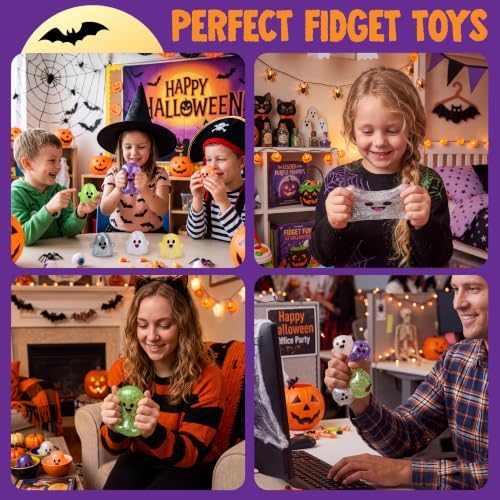 JOYIN 6 PCS Halloween Glitter Ghost Squishy Toys, Slow Rising Squishy Toys, Anxiety Relief Stress Balls, Sensory Toy for Kids Teens, Party Favors, Trick or Treating, Classroom Prize