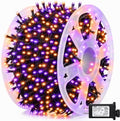 Dazzle Bright 164 FT 500 LED Halloween String Lights, Waterproof Halloween String Lights Black Wire with 8 Modes, Outdoor Halloween Decorations for Indoor Party Yard Wedding Decor, Purple & Orange