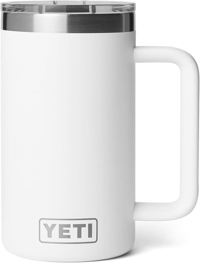 YETI Rambler 24 oz Ceramic Lined Stackable Mug 2.0, Vacuum Insulated, Stainless Steel with MagSlider Lid, White