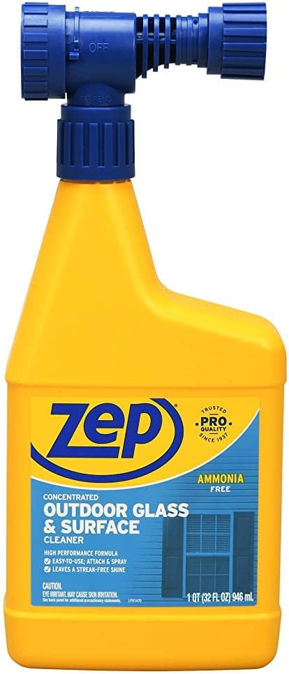 Zep Hose End Outdoor Glass and Surface Cleaner - 32 oz (Case of 6) - U49910 - Easy-To-Use, Attach and Spray for A Streak-Free Shine