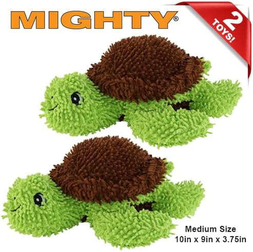 MIGHTY® 2 Pack Microfiber Medium Turtle Dog Toys | Ultra Durable Plush Toy with Multiple Layers & Reinforced Seams , Washable and Floats , Mighty® Construction
