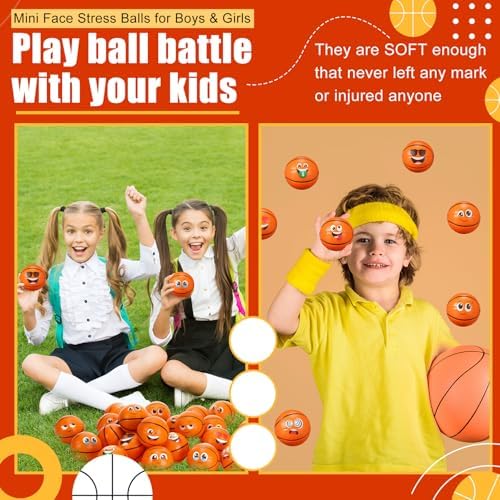 Libima 80 Pcs Mini Face Basketball Fidget Toy Bulk, 2 Inch