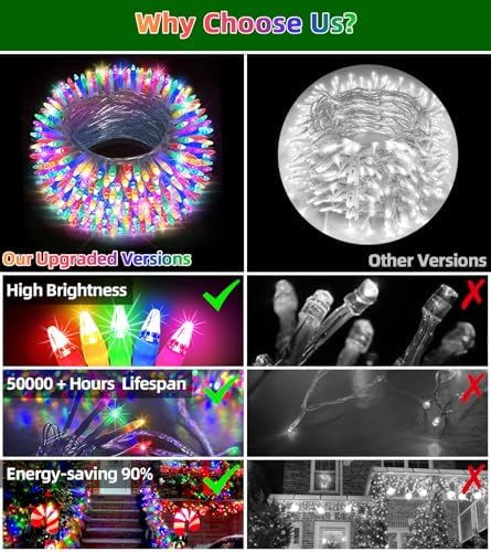 1500 LED 470FT Christmas Lights,12 Modes Outdoor String Lights, Multicolor