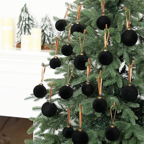 Foilswirl 36 Pcs Black Velvet Christmas Balls, 2.36", 2.76", 3.15"