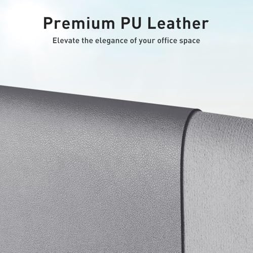 Aothia Faux Leather Desk Mat - Non-Slip PU Leather Desk Blotter, Waterproof Writing Surface, Large Desk Pad for Office & Home (Light Grey, 55" x 17")