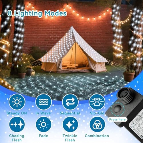 LitHome 14.8FT x 5FT Christmas Net Lights Outdoor Mesh Lights Connectable