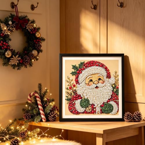 DIY Christmas Pearl Diamond Painting Art Kit Gifts Adults with Frame