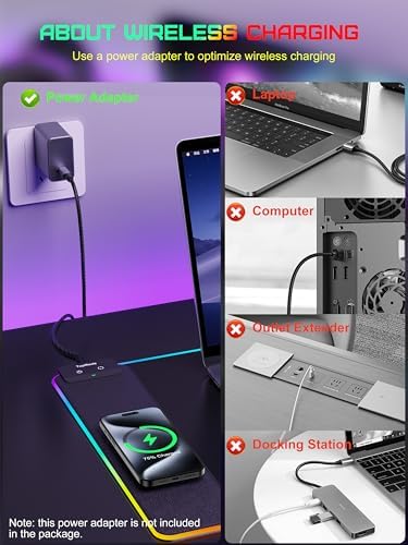 Mouse Pad with Wireless Charging, 31.5" x 11.81"XL Large Desk Mat
