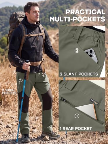 FREE SOLDIER Men's Waterproof Ski Pants Winter Thermal Pants