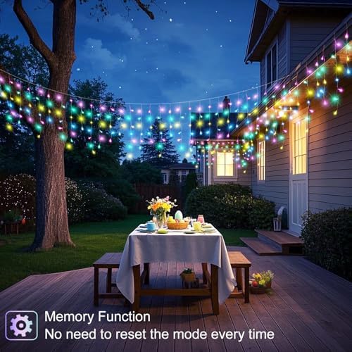 33ft 400 LED Pastel Multicolor Christmas Lights Outdoor Icicle Lights for Outside, Clear Wire Connectable Twinkle Light with 8 Modes Timer Waterproof for House Window Party Holiday Patio Yard Decor