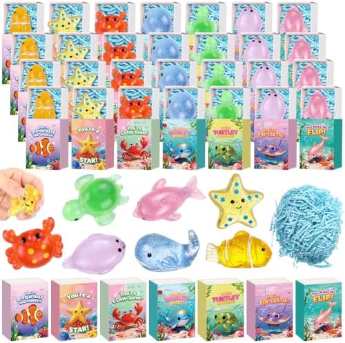 56 Sets Positive Gifts Ocean Animal Favors with Boxes