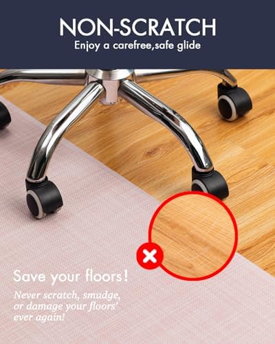 BARoyal Office Chair Mat for Hardwood Floor Under Desk Computer Rolling Chair Mat for Wood/Tile Floor Non-Slip Heavy Duty Desk Rug PVC Plastic Hard Floor Protector 48" x 60"(Blush)