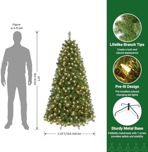 SHareconn 6.5ft Prelit Artificial Classic Spruce Christmas Tree