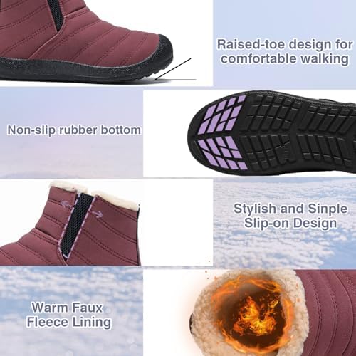 ZEENXIUYA Womens Snow Boots Comfortable Warm Fur Lined Winter Waterproof Flat Lace-Up Ankle Boots Outdoor Winter Booties