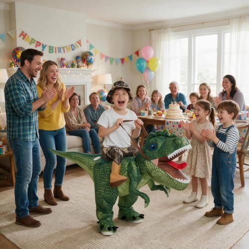 One Casa Inflatable Dinosaur Costume for Kids,Blow Up Halloween T Rex Suit