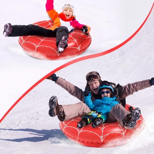 Soulchen 2 Pack Inflatable Snow Tube 36" Snow Sled for Kids Heavy Duty Thickened Bottom Sled for Winter with Sturdy Handles Durable Winter Toys for Outdoor Sledding Tube