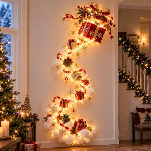 Christmas Magic Trail Wall Light, LED Cascading Holiday Decor，A8