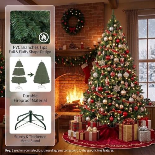 GAOMON 7.5ft Prelit Fraser Fir Wide Artificial Christmas Tree w/RGBW Light
