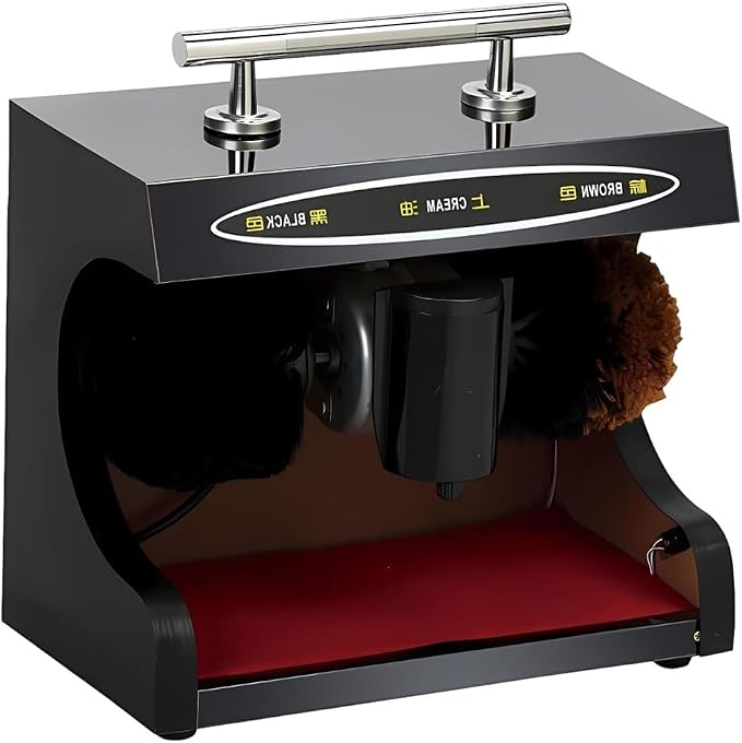 Electric Shoe Cleaning Machine, Automatic Shoe Polisher with Dual Brushes, Leather Shoe Shine Machine for Home, Commercial, Hotel, Airport, Or Station Use(Black,Small)