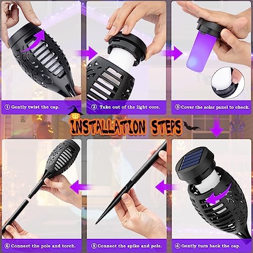 10Pack Purple Solar Halloween Lights for Halloween Decorations Outdoor