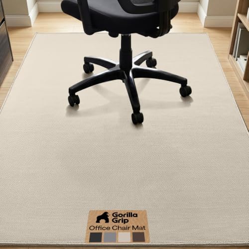 GORILLA GRIP Office Chair Mat for Hard Floors, Under Desk Rug, 58x46 Taupe