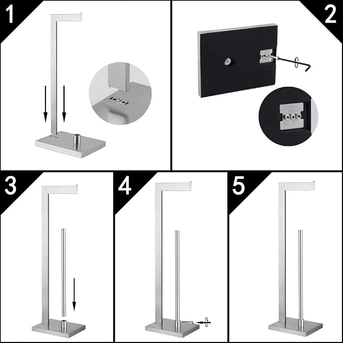 GERZWY Toilet Paper Holder Free Standing with Reserve, SUS 304 Stainless Steel Lavatory Tissue Roll Holder Floor Stand Storage Brushed Finish DZY004-LS