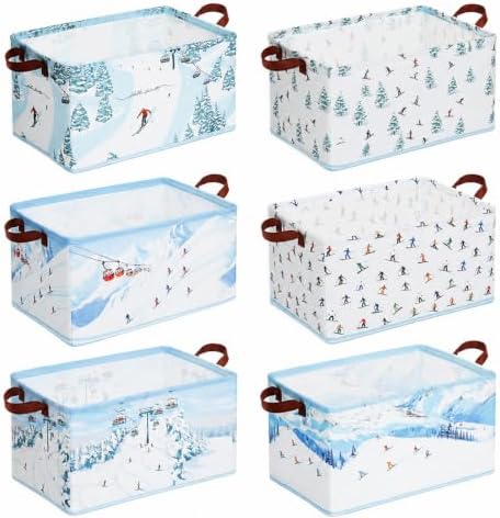 CHENGU 6 Pack Winter Storage Basket Collapsible Skiing Storage Bins