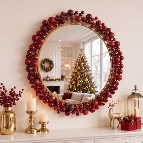 2 Pcs 9 ft Christmas Ball Ornament Garland, Burgundy