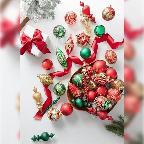 Balsam Hill Christmas Cheer Bauble Set - Old-World Holiday Treasures Vintage Ornaments, 35 Pieces for Tree Decorations