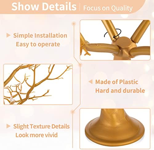 NUPTIO Gold Christmas Tree, 22.8 Inch Artificial Display Branch, 2 Pcs