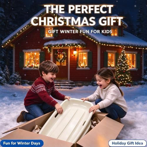 35" Snow Sled for Kids & Adults, Cold Resistant Flexible Toboggan