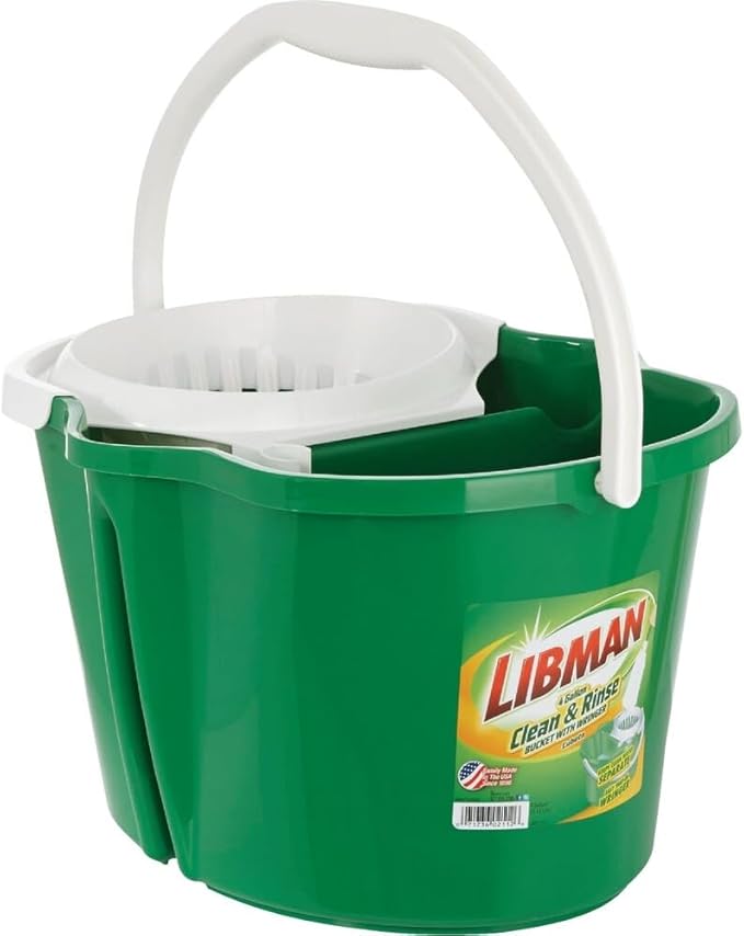 Libman 2112 Clean and Rinse Bucket with wringer, 4 Gallon