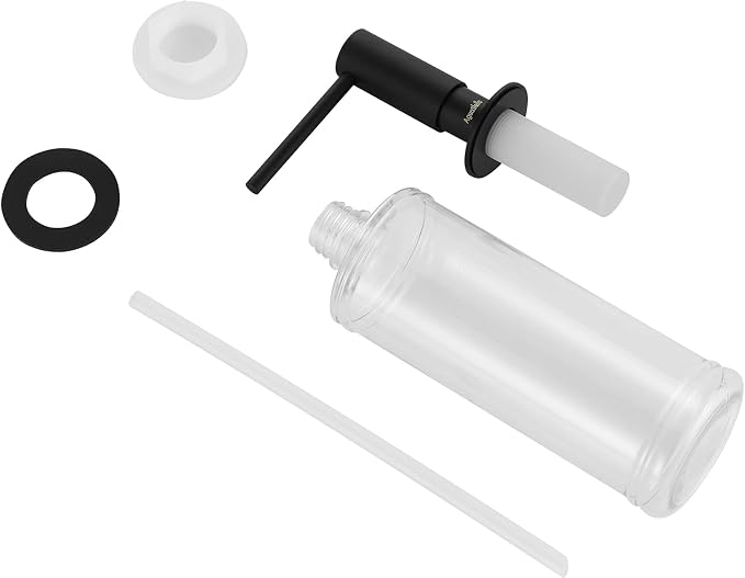 AguaStella ASF026MB Built in Soap Dispenser for Kitchen Sink Matte Black with Soap Bottle Countertop Pump