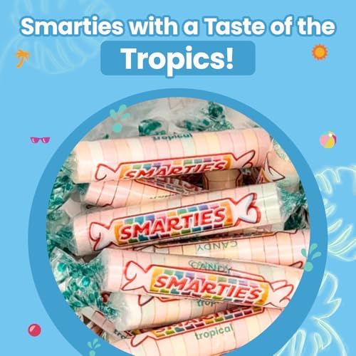 Smarties Tropical Candy Rolls - Gluten Free & Vegan Tropical Flavor Treats - Hard Candy Individually Wrapped - Peanut Free Plant Derived Ingredients - Halloween Hard Candy - 5 Pound Bag (Pack of 1)