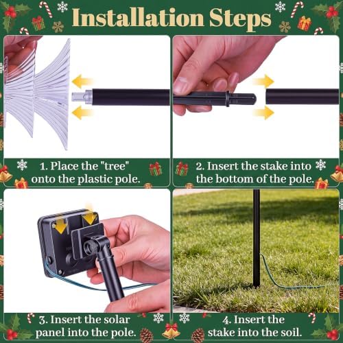 TOWPONICS Solar Tree Pathway Lights Outdoor Christmas Decorations, 5 PCS
