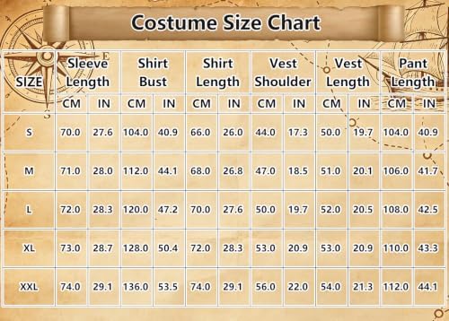 9pcs Adult Halloween Pirate Costume for Men with Accessories