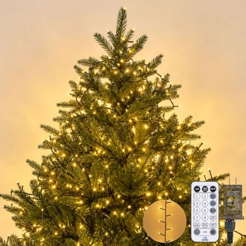 Iseebiz 100Ft 2000 LED Cluster Christmas Tree Lights with Remote & Timer