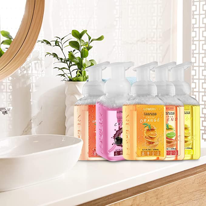 Foaming Hand Soap 10 Pack, Moisturizing W Aloe Vera & Essential Oils - Alcohol-Free Citrus Blend, Lemon, Orange, Lime, Grapefruit, Black Cherry Fragrances & More Hand Wash for Kitchen and Bathroom